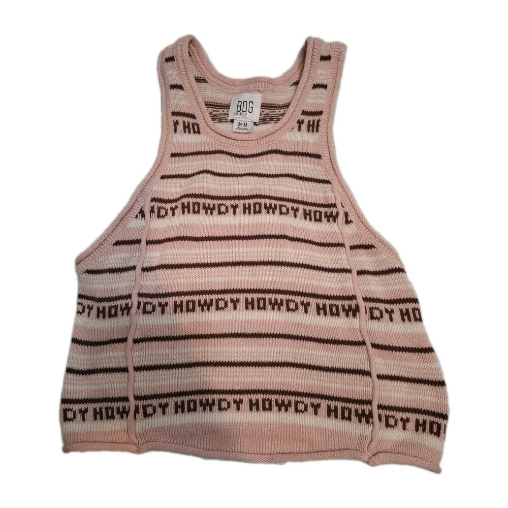 BDG Urban Outfitters Howdy Sweater Vest Women’s M Pink Western Cowboy Y2K Texas
